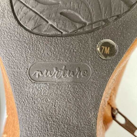 Nurture Grant Honey Brown Leather Boot Zip Ankle Bootie Wedge Heel Classy Neutra - Picture 9 of 16